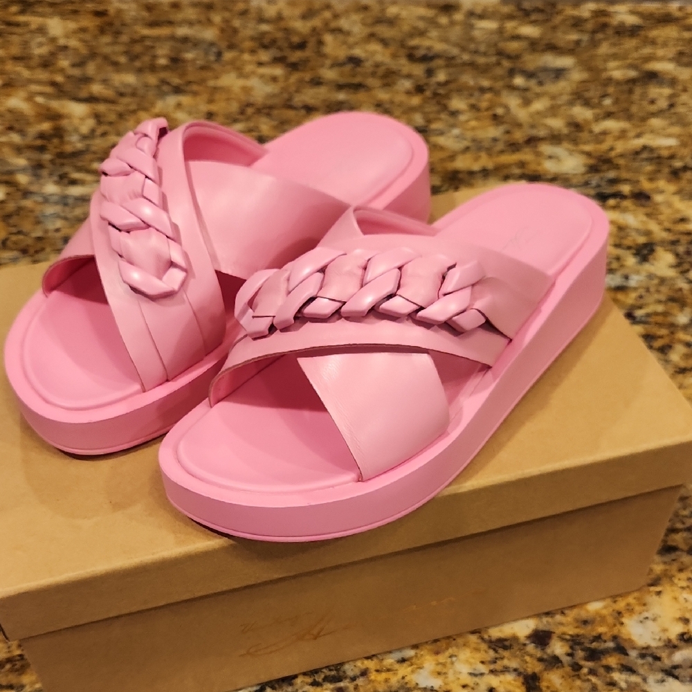 Vintage Havana Ariana Pink Braided Slide Sandals Size 6.5